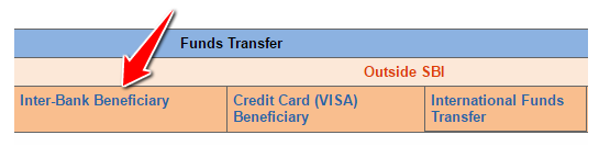Inter Bank Beneficiary in SBI Online