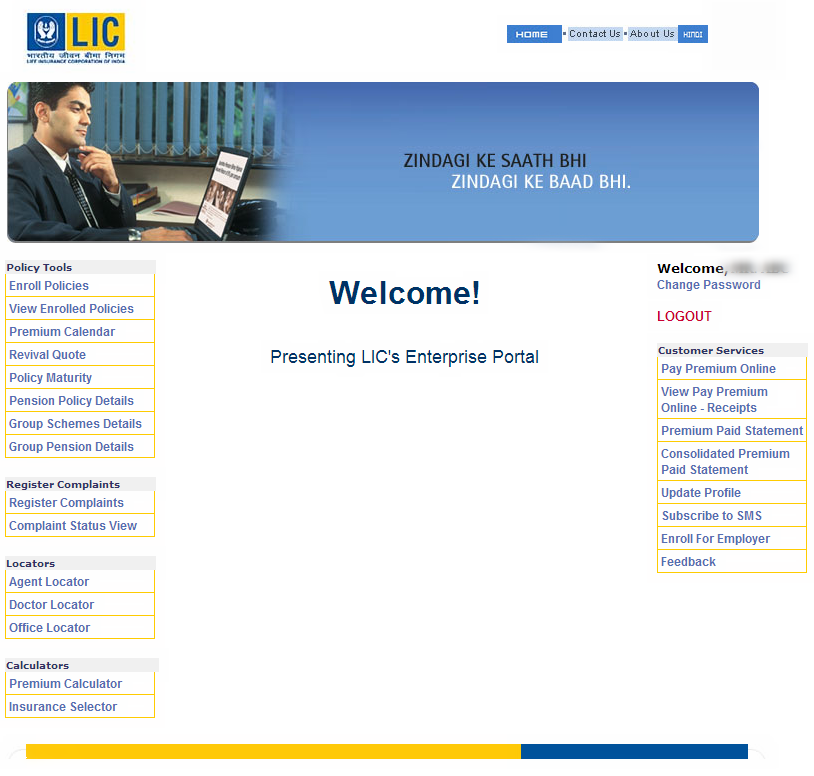 LIC's Enterprise Portal - LIC Online Account