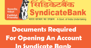 Documents Required for Opening an Account in Syndicate Bank