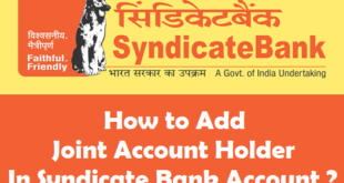 How to Add Joint Account Holder in Syndicate Bank
