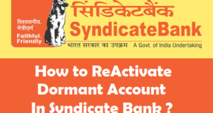 How to Reactivate Dormant Account in Syndicate Bank