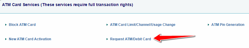 Request SBI ATM Card