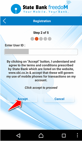 Accept User ID SBI Freedom App