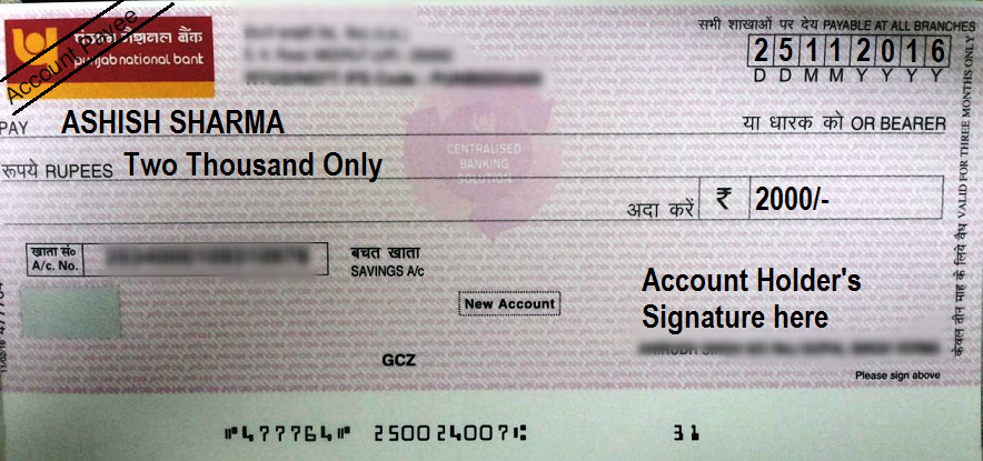 How to Write Account Payee Cheque in PNB