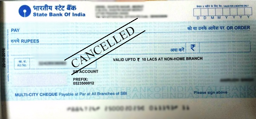 How to Write a Cancelled Cheque in SBI