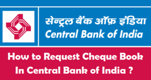 How to Request Cheque Book in Central Bank of India