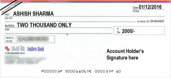How to Write an Account Payee Cheque in Andhra Bank