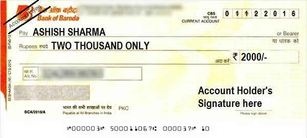 How to Write an Account Payee Cheque in Bank of Baroda