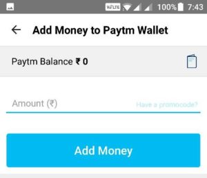 Add Money to Paytm Wallet by Mobile App